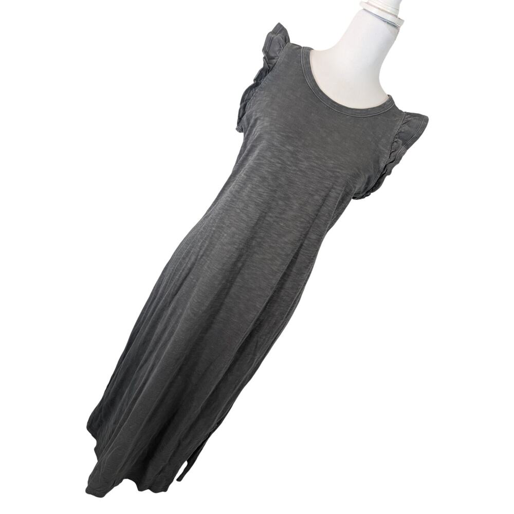 UNIVERSAL THREAD CO.! MARLED GRAY 100% COTTON KNIT, RUFFLE SLEEVE MAXI DRESS! S